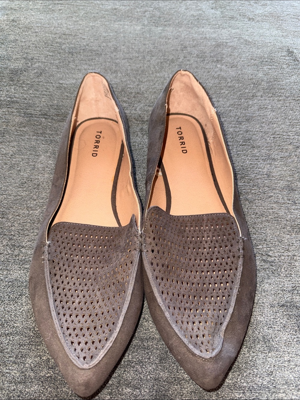 torrid Perforated Pointed Suede Flats - Brown